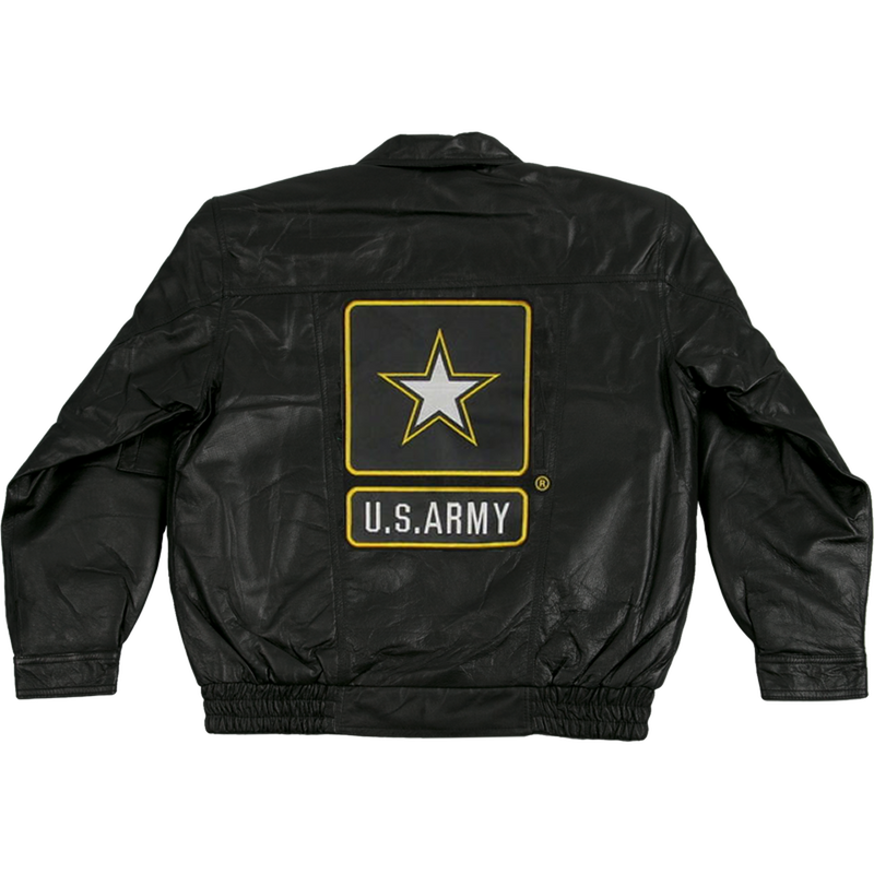 Men's Black Leather US Army Jacket