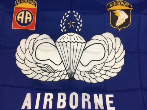 Blue Airborne 3'x5' Flag 82nd Airborne and 101st Airborne