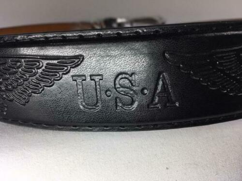 Black Patriotic Genuine Leather Belt USA and Eagle Decoration