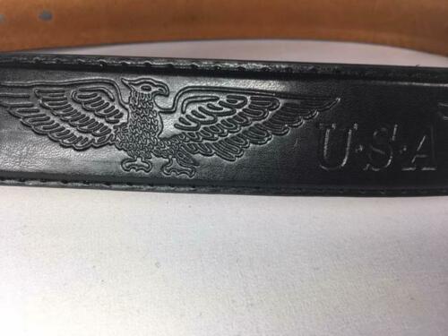 Black Patriotic Genuine Leather Belt USA and Eagle Decoration