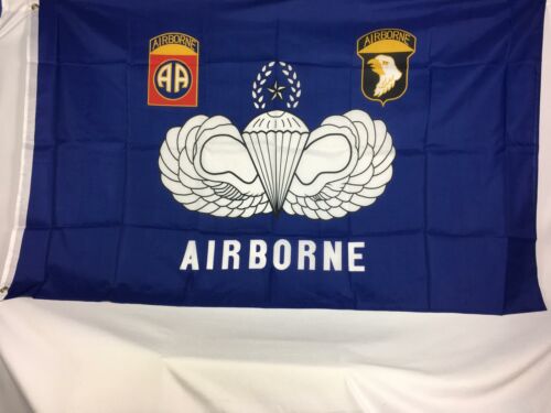 Blue Airborne 3'x5' Flag 82nd Airborne and 101st Airborne