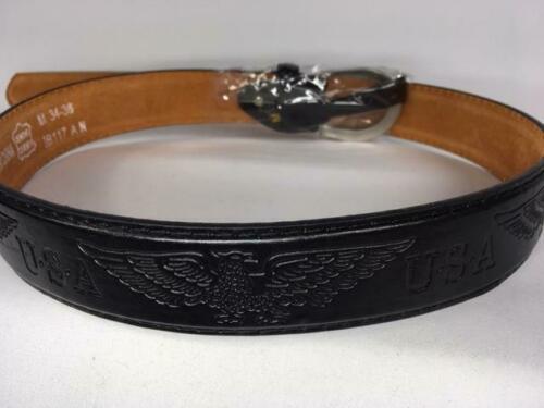 Black Patriotic Genuine Leather Belt USA and Eagle Decoration
