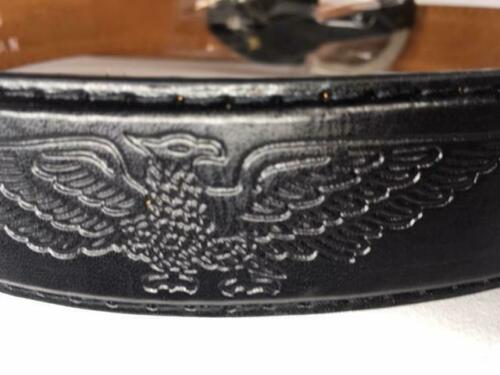 Black Patriotic Genuine Leather Belt USA and Eagle Decoration