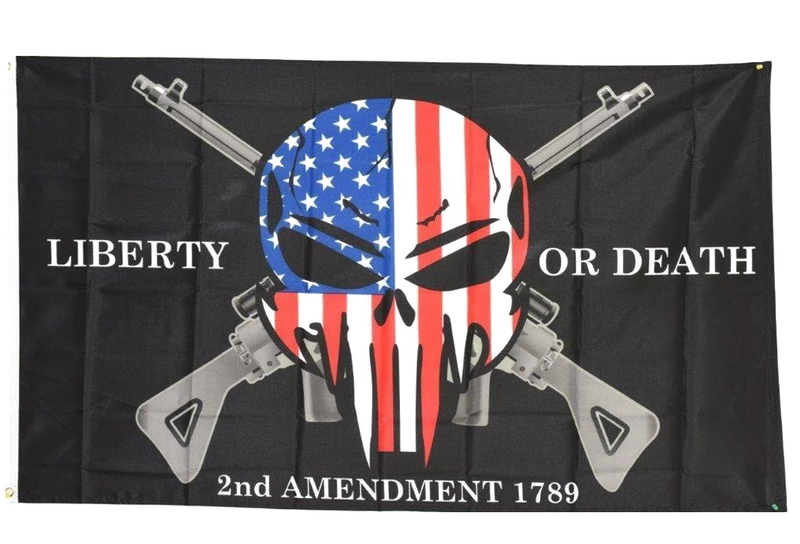 Liberty or Death 2nd Amendment The Punisher Flag 3'x5'