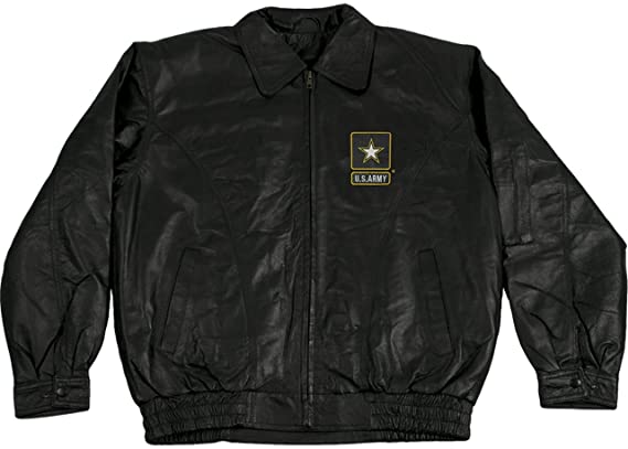 Men's Black Leather US Army Jacket
