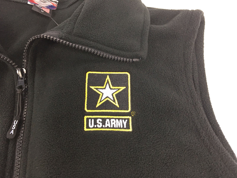 Men's Black US Army Fleece Vest