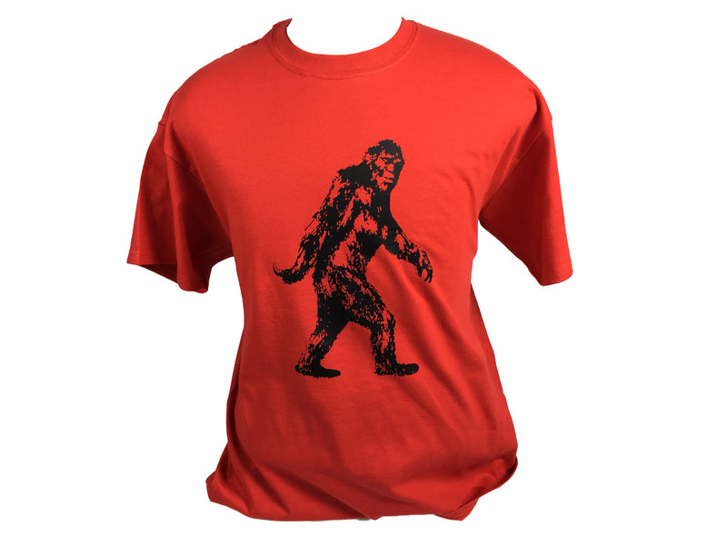 Red Sasquatch Bigfoot Walking T-Shirt