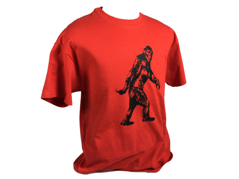Red Sasquatch Bigfoot Walking T-Shirt