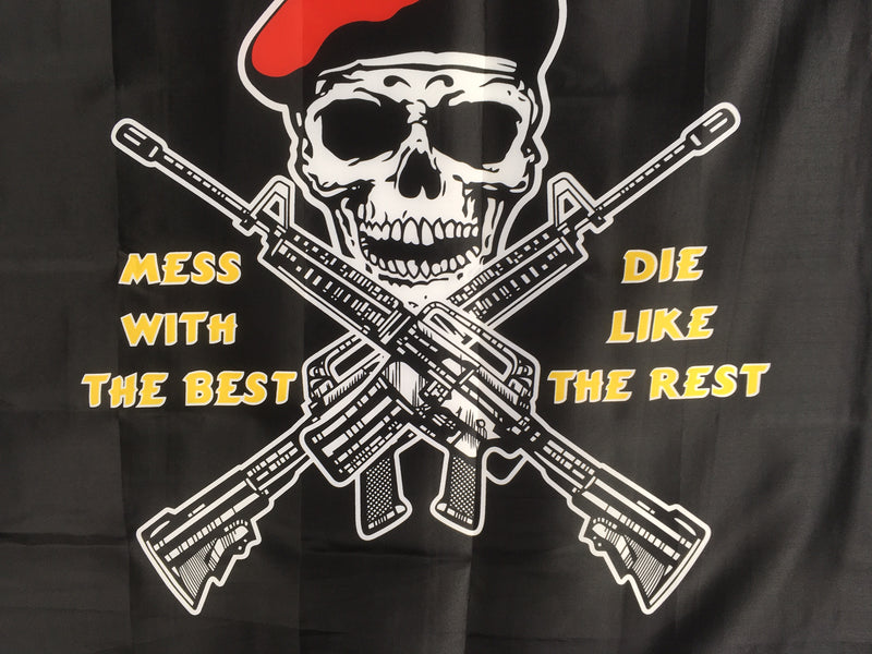Black Airborne Mess With the Best Die Like the Rest 3'x5' Flag