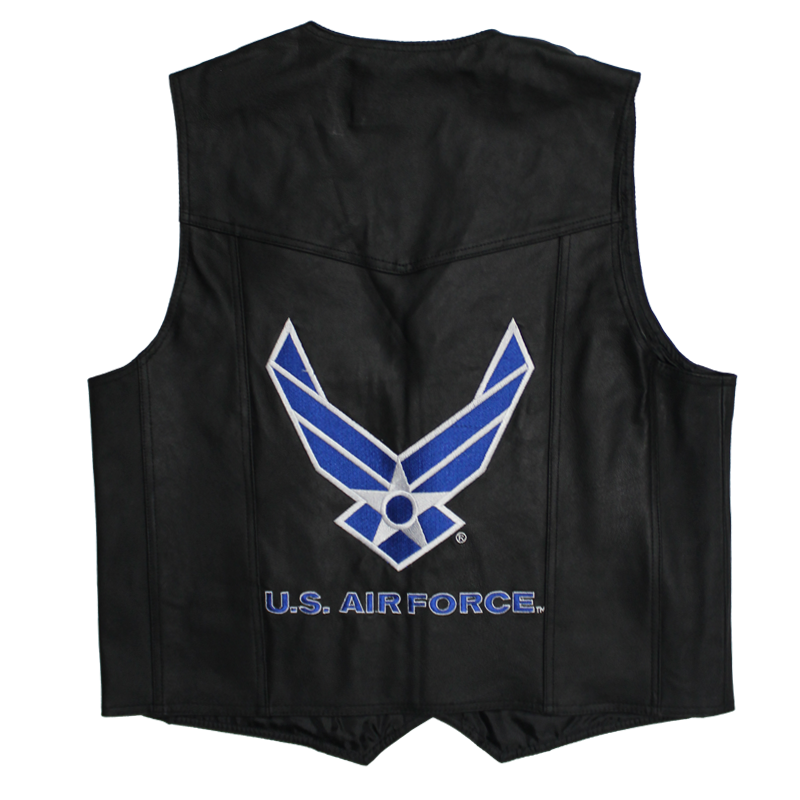 Men's US Air Force Black Leather Vest