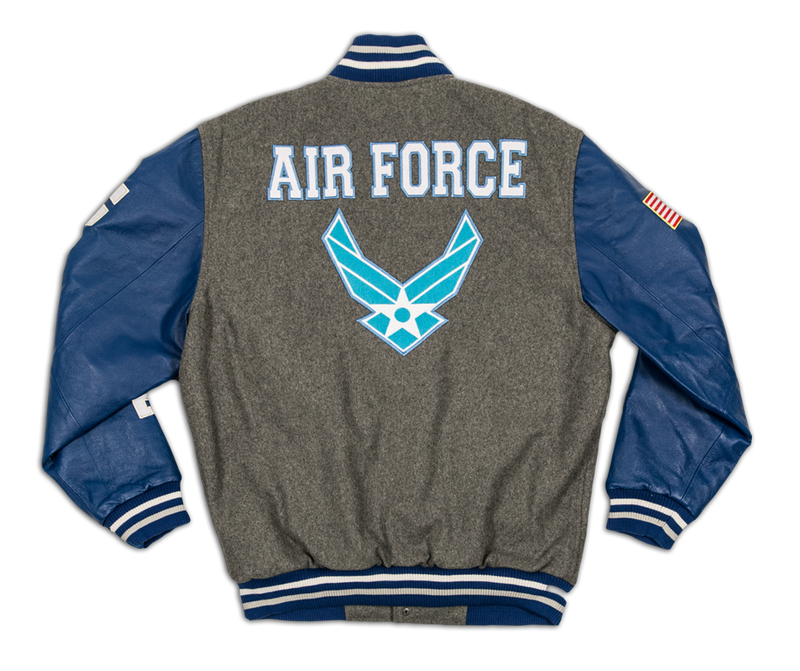 Men's US Air Force Gray and Blue Varsity Jacket