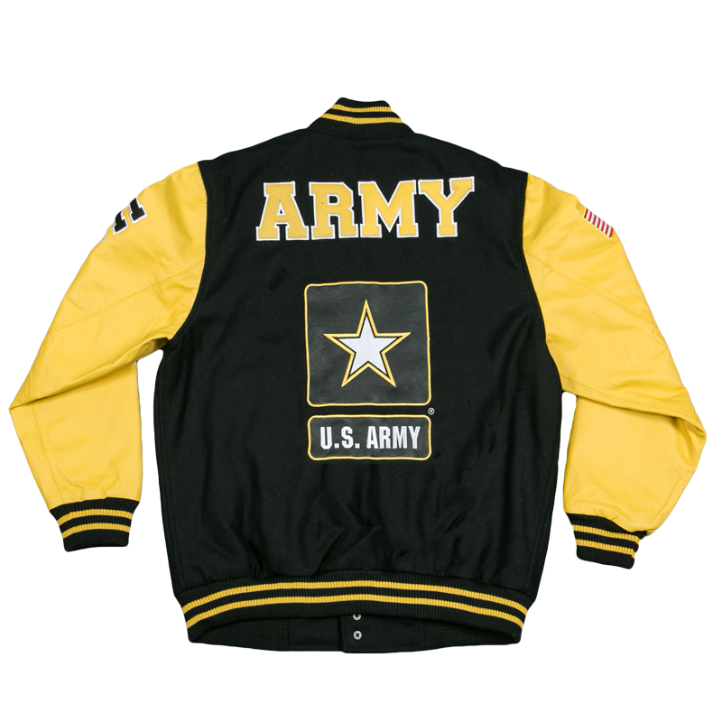 Men's US Army Black and Gold Varsity Jacket