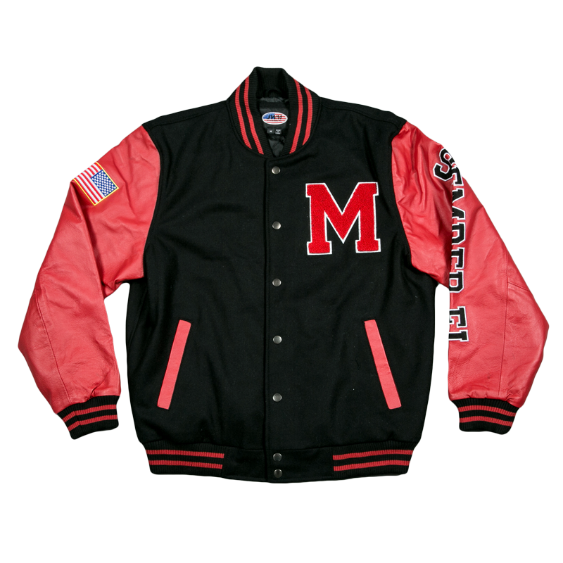 Men's US Marines Black and Red Varsity Jacket