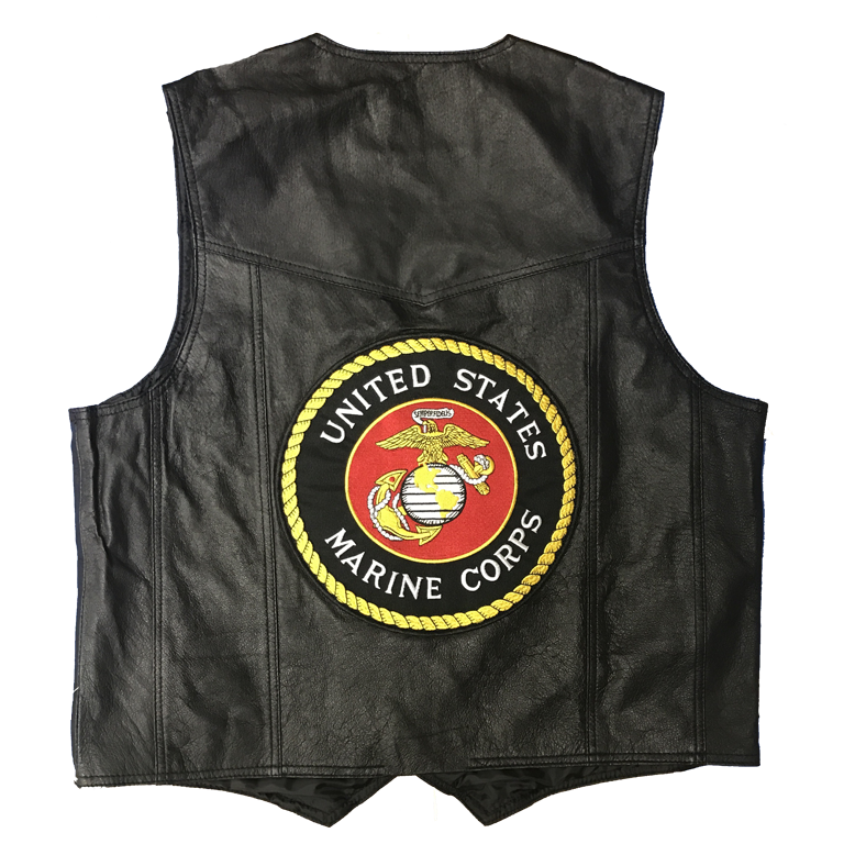 Men's US Marines Black Leather Vest
