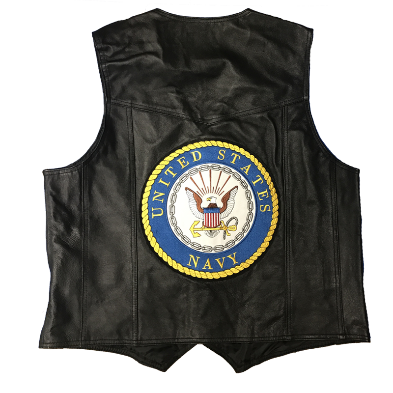 Men's US Navy Black Leather Vest