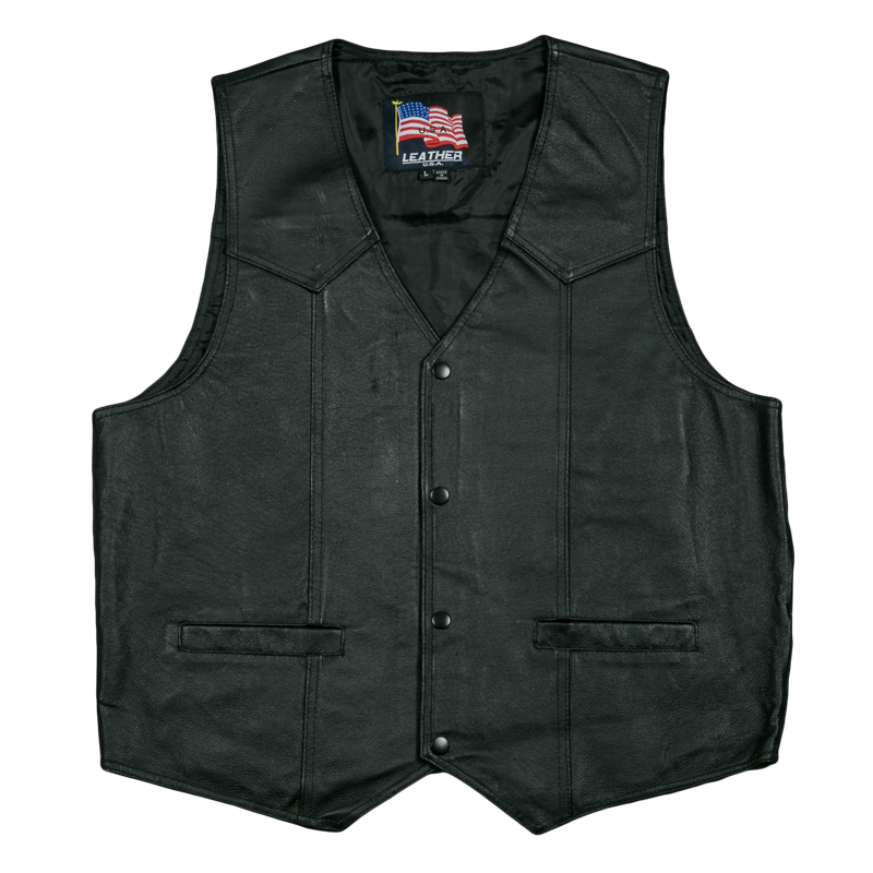 Men's US Navy Black Leather Vest