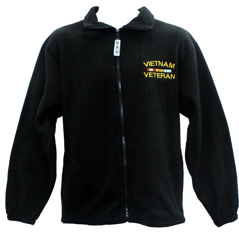 Men's Vietnam Veteran Black Fleece Jacket